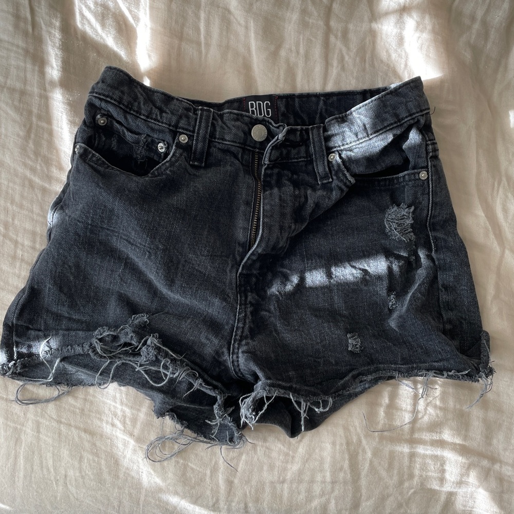 Urban Outfitters BDG Girlfriend High Rise Distressed Black Shorts